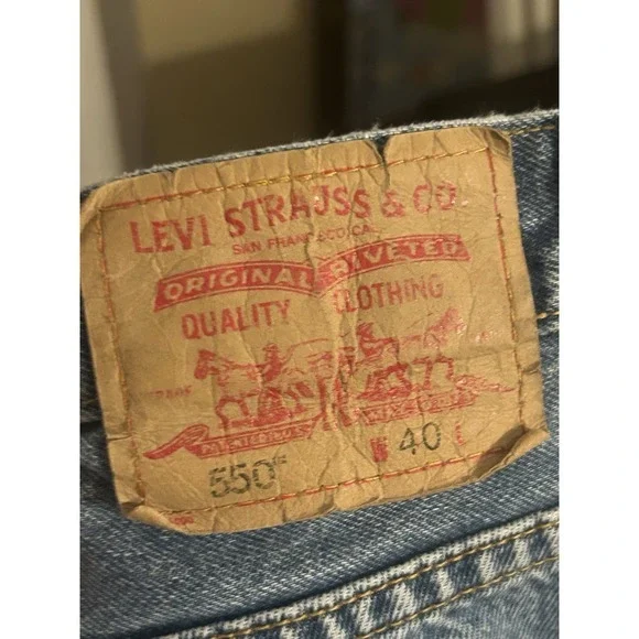 VINTAGE Levis 550 Jeans Shorts Mens 40 Relaxed Jorts Blue Denim 90s, 396 - Picture 6 of 8